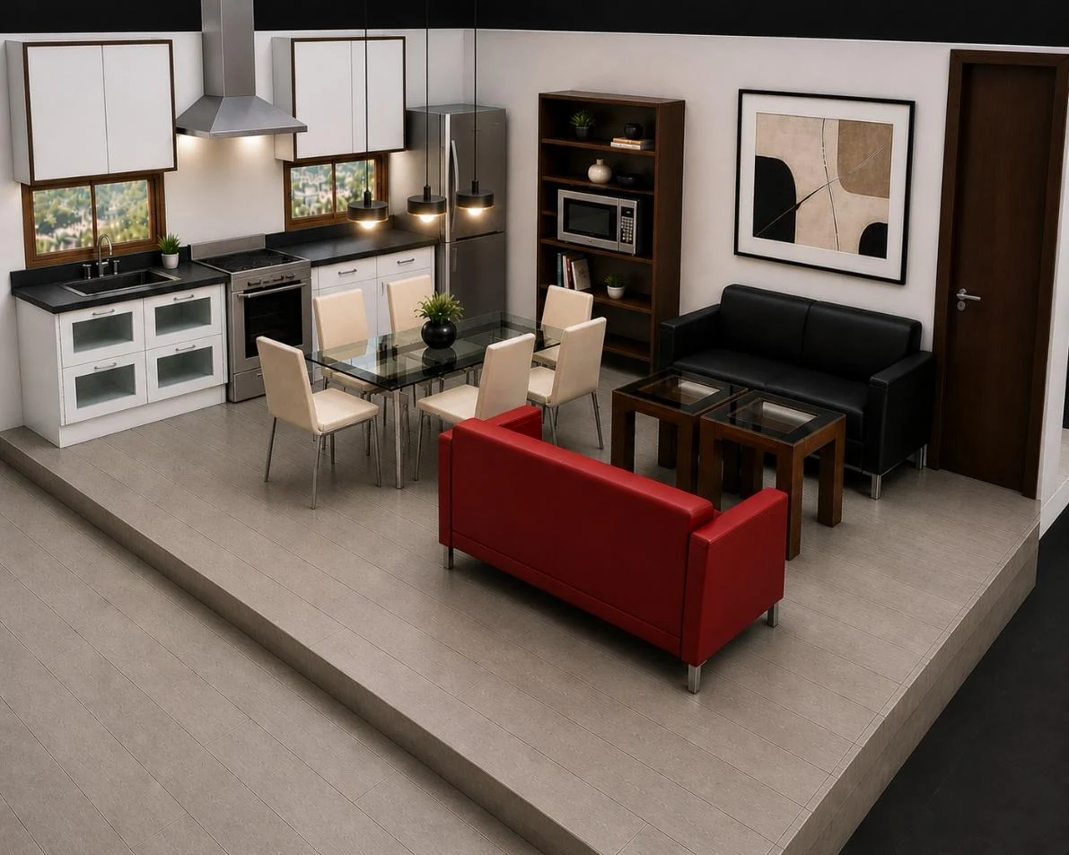 Interior Living-Cocina T-House